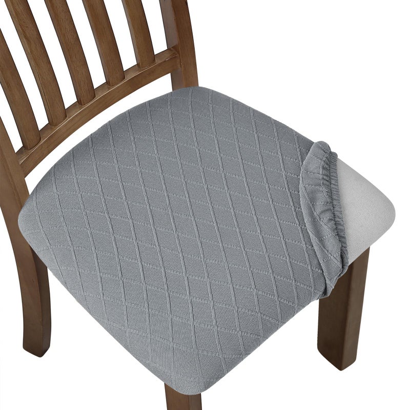 Fuloon Stretch Chair Seat Covers 6 PCS, Removable Washable Dining Chair Covers Anti-Dust Dining Room Seat Cushion Slipcovers (6, Light Grey) - Image 1